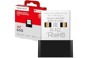 Mercusys TP-Link MA20N Adattatore WiFi USB Scheda di Rete, AC650 Nano Scheda, Dual Band, USB 2.0, WPA3,Plug & Play, Windows 11/10