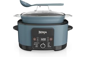 Ninja Foodi PossibleCooker 8L, Slow cooker e multicooker digitale 8 in 1 con casseruola antiaderente, griglia per cottura al vapore, coperchio in vetro e mestolo, grigio sale, MC1001EU