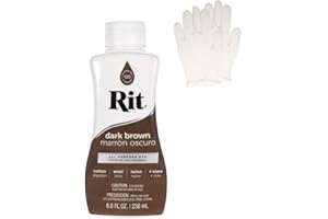 CRAFT COUNTY Rit Dye – Liquid Fabric Dye for Crafting, Clothing, and Décor – 8 oz. Bottle – Dark Brown (Gloves Included)