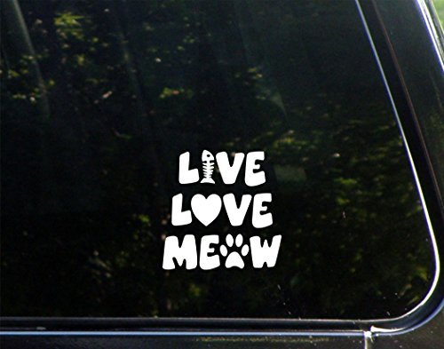Betta946xton Live Love Meow - 3-3/4 X 3-3/4 Funny Bumper Stickers Vinyl Car Window Decals Truck Laptop Stickers Removable Gifts Idea