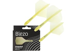 BLEZO Darts Durable Dart Flights | Integrated Dart Flights with Shafts | Pack Of 3 | Fixed 90 Degree Angle | Standard Shape Darts Flights & Stems | Durable Darts Accessories