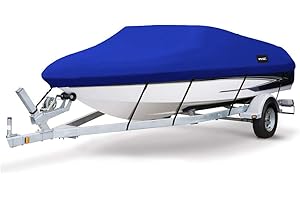 MSC Heavy Duty 600D Marine Grade Polyester Canvas Trailerable Waterproof Boat Cover,Fits V-Hull,Tri-Hull, Runabout Boat Cover (Model E - Length:20'-22' Beam Width: up to 100", Pacific Blue)