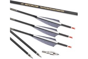 ACCMOS Adult Hunting Arrow Spine 300 350 400 500 600 700 800 ID 6.2mm Carbon Arrow Youth Practice Arrow Grey Feather Archery Arrows 12pc