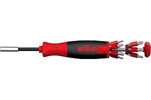 Wiha LiftUp 25 Schraubendreher Set 12-tlg. mit verstaubaren Bit Set (38600) I Schraubenzieher Satz mit Bit Magazin aus Standardbits, Bithalter Schlitz Kreuzschlitz TORX