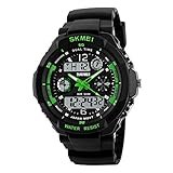 Skmei Sport-Armbanduhr für Outdoor, Bergsteigen oder Wandern, 50 m wasserdicht, digitale LED-Armbanduhr für Herren, grün, Large