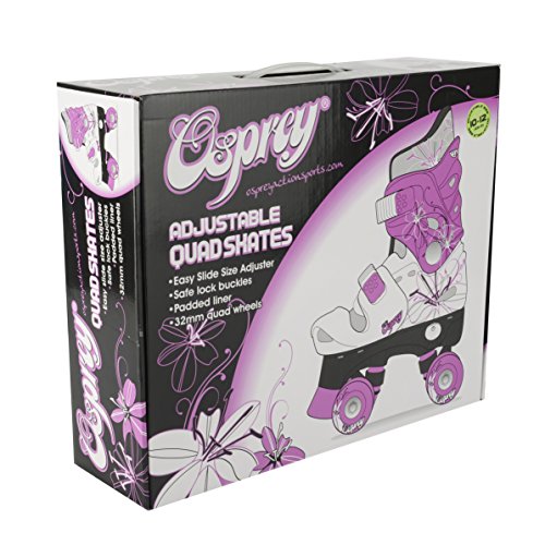 Osprey Girls Quad Skates - Black/White/Purple, Size 13-3
