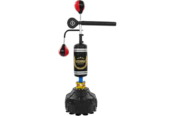 4-i-1 fristående boxningssäck, Speedball-boxningsstation, justerbar höjd från 160 cm till 210 cm, för boxning, MMA och uthållighetsträning