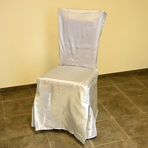 Stuhlhussen in silber mit Schleife Husse glänzend