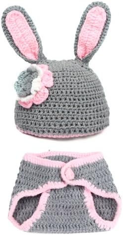 SHOPY Fashion New Baby Girls Boy Newborn 0-12 Month Knit Crochet Clothes Bunny Photo Prop Outfits