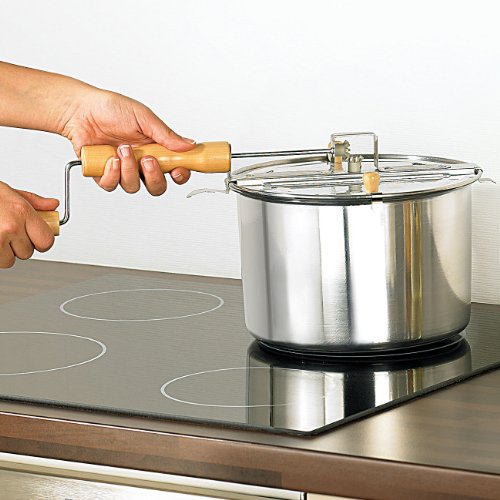 Rosenstein & Söhne Retro Popcorn-Topf mit Kurbel, 6 l, 24cm für perfektes Kino-Popcorn - 5