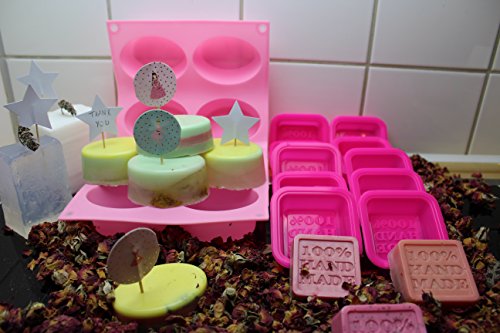 Unitedcovers Set Silikonformen für perfekt geformte ovale Seifen und 100% Handmade Seifen – 11 Formen – 1 Seifenform mit 8 ovalen Hohlräumen und 10 Stück 100% Handmade - 3