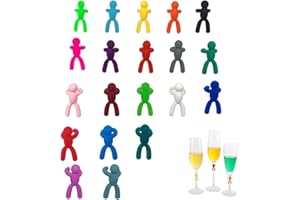 TSUWNO 20er Set Weinglasmarker aus Glas - Kreative und bunte Wiederverwendbare Markierungen als Partydeko und zur Identifizierung von Weingläsern.