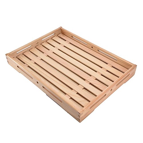 Preisvergleich Produktbild iBaste Tablett aus Gummibaumholz, Frühstückstablett, Holz-Serviertablett, Servierbrett, rechteckig