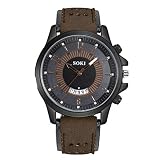 Mann beobachtet,Kimdera Herren Quarts Uhr Mode analog Legierung Armbanduhr geschäft beiläufig Bralette Uhr Geschenk, Rundes zifferblatt Kieselgel Lederband Uhren