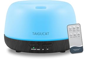 TAIGUCAT Mini Essential Oil Diffuser for Home, 300ml Aromatherapy Electric Air Diffuser with Remote Control, 7 LED Color Changing, for Small Room,Bedroom