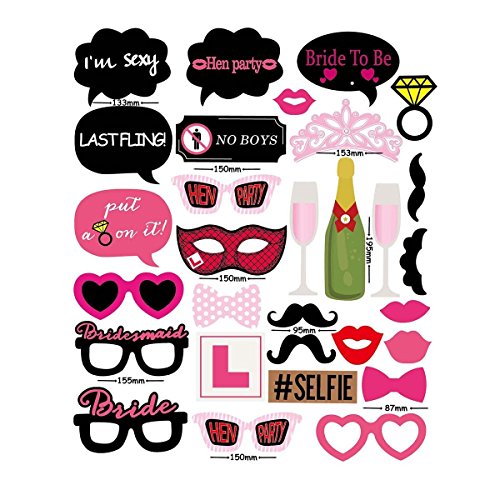 Veewon 30 Stück Fotorequisiten Junggesellinnenabschied Photo Booth Props Girls Night Out Spiele Junggesellinnenparty Partei Bevorzugungen Dress-up Zubehör Fun Dekoration - 2