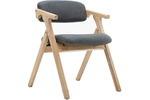 ZHANG-TI Solid Wood Folding Dining Chair Kitchen Folding Armchair Portable Outdoor Leisure Chair Linen Sponge Soft Cushion Backrest, Green (color : Gray)