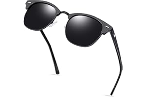 KANASTAL Alta Protección Gafas de Sol Polarizadas Hombre y Mujer Vintage Clasicas Medio Marco UV400 para Conducir Viajar Correr