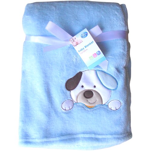 Super Soft & Fluffy Animals Large Baby Blanket (Blue Dog)