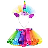 Vestido de ballet tutú algodón con lentejuelas brillantes con braga interior para niña 4 a 8 años disfraz de unicornio para niñas diadema unicornio floral con oreja y falda tutú de arco iris disfraz para fiesta azul cielo niñas y chica falda vestido tutú ropa de baile fiesta casual disfraz de unicornio para niñas diadema unicornio floral con oreja y falda tutú de arco iris disfraz