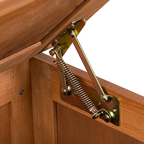 STILISTA® Gartenbank Gartenbox aus 100% FSC zertifiziertem Shorea-Hartholz, geölt, Liftautomatik, inkl. Kissen in Farbe natur, 43 x 55 x 62 cm, Auflagentruhe - 4