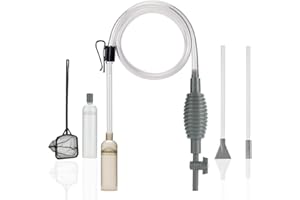 JOURNDREAM Set di pulizia per acquario, con doppio tubo e rete da pesca, 2,6 m, con regolazione del flusso regolabile, per acquari di diverse dimensioni