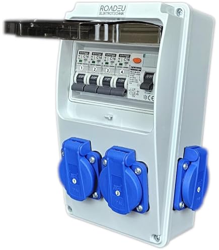 Wandverteiler 6x 230V 16A - Baustromverteiler IP54 Wasserdicht