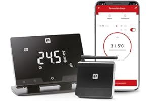 Garza - Thermostat WiFi Intelligent Sans Fil pour Chauffage et Chaudière, Programmable, Écran Tactile, Commande Vocale (Alexa/Google), 2,4 GHz, Noir