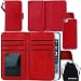 Produktbild iPhone SE Case, DRUnKQUEEn Card Holder iPhone 5S 5 Case Wallet Leather Flip Case - Detachable Magnetic Hard Back Cover with Lanyard Wrist Strap for iPhoneSE iPhone5s - Red