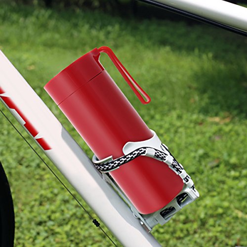 TAPCET 400ml Rotes Reisebecher Vakuum Thermosflasche Edelstahl Isolierflasche Trinkflasche Becher Unten mit Saugnäpfen Für Büro Schule Fitness Outdoor Sport - 2