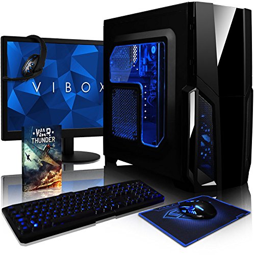 VIBOX Pyro SA4-51 Komplett-PC Paket Gaming PC - 3,9GHz AMD A4 Dual-Core APU, Desktop Gamer Computer mit Spielgutschein, 22" HD Monitor, Gamer Tastatur & Mouse, Blau Innenbeleuchtung, lebenslange Garantie* (3,7GHz (3,9GHz Turbo) superschneller AMD A4-6300 Dual-Core-APU / CPU-Prozessor, 8GB DDR3 1600MHz RAM, 1TB (1000GB) SATA III HDD 7200rpm Festplatte, 400W 85+ Netzteil, CIT Storm Blau Gaming Geh§use, FM2+ Mainboard, 150Mbs WLAN-Adapter, Ohne Windows Betriebssystem)