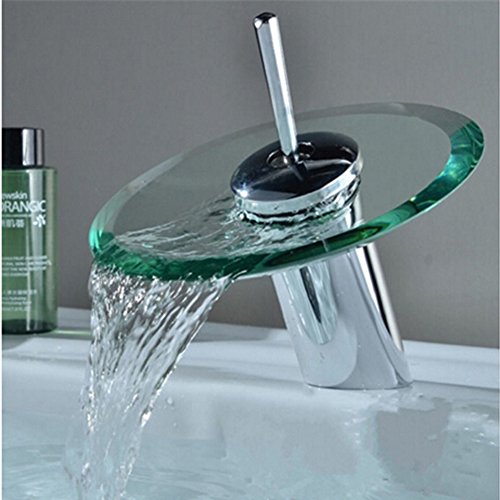 Einhand-Runde Glasauslauf Wasserfall Waschbecken Wasserhahn Chrom-Finish Badewanne Mischer-Hahn-Toilette Vanity Armaturen