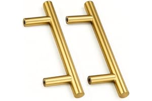 Drenky 2 Unités En d'or acier inoxydable Boutons De Porte Tirer La Poignée De Meubles avec Vis pour Tiroir Meuble Cuisine Cuisine Home Decorating, Trou à Trou Centre Distance 96 mm