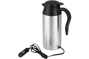 ‎DUOKON elektryczny czajnik grzewczy;,Czajnik samochodowy-KIMISS Czajnik do samochodu Kubek, 120 W 750 ml 12 V Zapalniczka samochodowa ze stali nierdzewnej grzewczy Kubek Elektryczny podróżny kubek termiczny kawy Temperatura ogrzewania 100 stopni