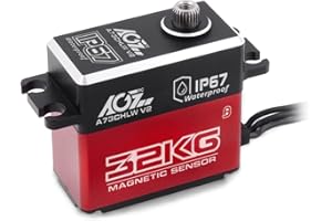 AGFRC Servo impermeabile IP67 da 32 kg ad alta coppia - Sensore magnetico Servo senza nucleo pieno in metallo per cingoli auto 1/10 RC, angolo di controllo 180 ° (A73CHLW V2)