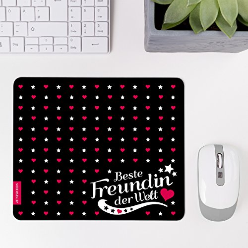 Wandkings Mousepad / Mauspad mit Schriftzug „Beste Freundin der Welt“ – Design wählbar – ideales Geschenk für die Freundin – MOTIV 1 - 3
