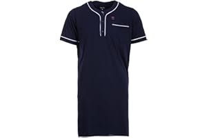 Henry Terre Koszula nocna męska, z krótkim rękawem, jednokolorowa, kieszeń na piersi, listwa guzikowa, rozmiar M-3XL