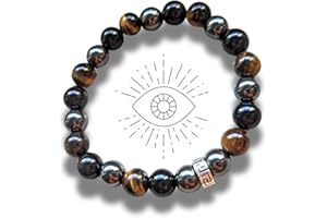 VIBRASENS NATUROPATHIE Bracelet Triple protection - vraies pierres naturelles de Lithothérapie - Fabriqué en France - perle naturelle pour la confiance en soi, l'harmonie, aller de l'avant avec assurance