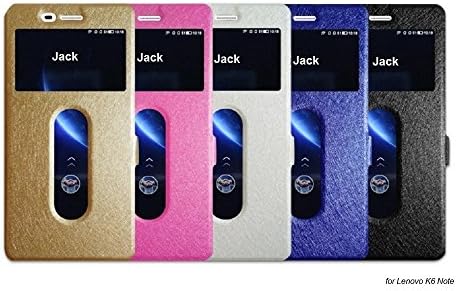 Baanuse Lenovo K6 Note Case Flip Thin Cover Case Dual Window View Stand Feature Magnetic Closure Premium PU Leather Cover for Lenovo K6 Note Gold