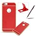 Produktbild iPhone 7 4.7 Zoll Ultra Dünn Thin Kratzfest Hülle,iPhone 7 4.7 Zoll Leicht Leder Zurück Schale Case,Herzzer Luxus Gergeous Stoßfest [Gold Galvanisieren] Überzug TPU Rahmen Bumper Flexibel HandyHülle Schutzhülle Cover für iPhone 7 4.7 Zoll + 1 x Frei Rot Handy Halterung Ständer + 1 x Frei Weinrot Stift Stylus - Rot
