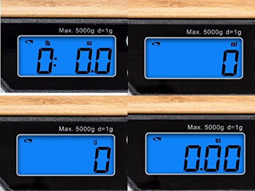 Schöne Bambus Digital Küchen Nahrungsmittelwaage mit Tara-Funktion von WASSERSTEIN - 4