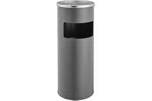 SVITA Cendrier sur pied de 30 l, avec poubelle, cendrier, poubelle avec seau intérieur (gris)