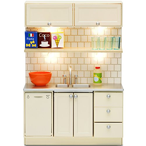 Preisvergleich Produktbild Puppenhaus Zubehör Küchenzeile mit Spüle und Spülmaschine beleuchtet: Küche Kochzeile Spüle Spülmaschine Smaland Lundby Spielzeug