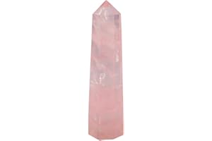 mookaitedecor Healing Crystals Point Wand Tumbled Faceted Prism Reiki Stone Meditation Decor,Natural Rose Quartz