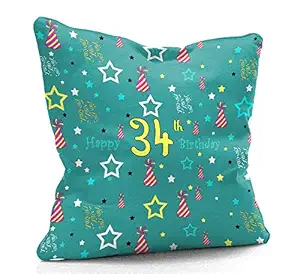 DreamVio Happy 34th Birthday Cushion,Pillow for Gifting on Birthday's of Brother,Sister,Husband,Wife,Spouse,Parents,Father,Mother Color : Green (12 x 12 inch)