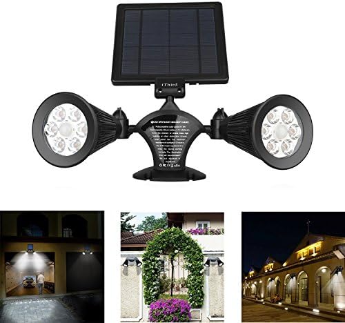 Solar Motion Sensor Light Outdoor, iThird 12 LED 600LM Solar Powered Security Lights Wall Mounted Spotlights for Garage Garden Deck Porch Driveway Rotatable Waterproof