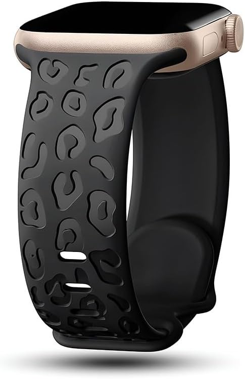 Apple ile Uyumlu Watch 11 10 46mm 9 8 7 6 SE Ultra Uyumlu 42-44-45-49mm Leopar Desenli Silikon Kordon
