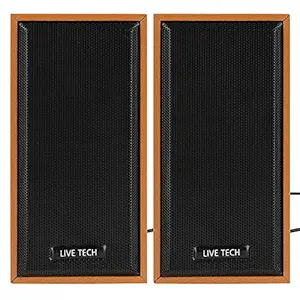 Live Tech SP08 Black Wooden USB Speakers with Rich Bass Experience for Multimedia Devices (Yellow)