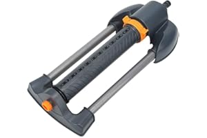 DUOKON Garden Sprinkler, Hole Garden Sprinkler Metal Base Lawn Rotating Oscillating Sprinkler Adjustable Spray Angle