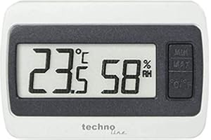 Technoline WS 7005 Small Thermometer with Min/Max Temperature Display and Humidity Display, White/Grey, 6 x 1.4 x 4 cm